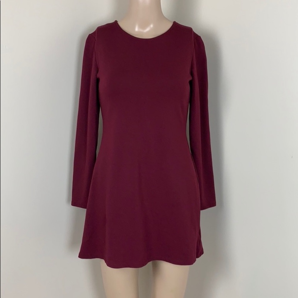 Lulu’s Burgundy Long Sleeve Short Dress Small